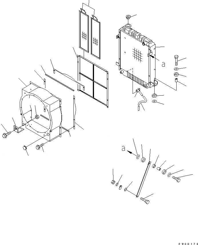 Схема запчастей Komatsu WA100M-3-CB - РАДИАТОР (РАДИАТОР И ЭЛЕМЕНТЫ КРЕПЛЕНИЯ) (СПЕЦ-Я LIVESTOCK RAISING)(№-) СИСТЕМА ОХЛАЖДЕНИЯ