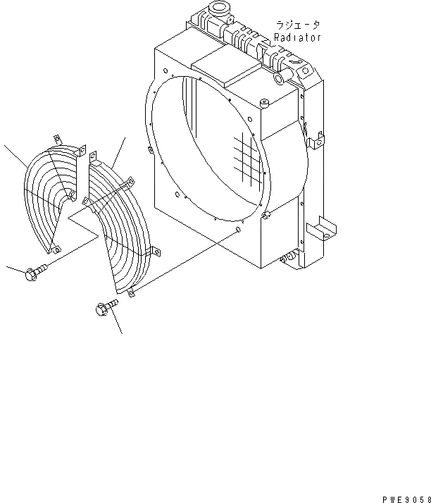 Схема запчастей Komatsu WA100M-3-CB - ЧАСТИ КОРПУСА (ДЛЯ РАДИАТОРА) СИСТЕМА ОХЛАЖДЕНИЯ