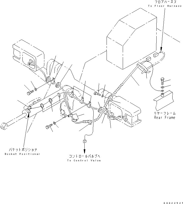 Схема запчастей Komatsu WA100M-3-CB - ПРОВОДКА (ПЕРЕДН. РАМА)(№-) ЭЛЕКТРИКА