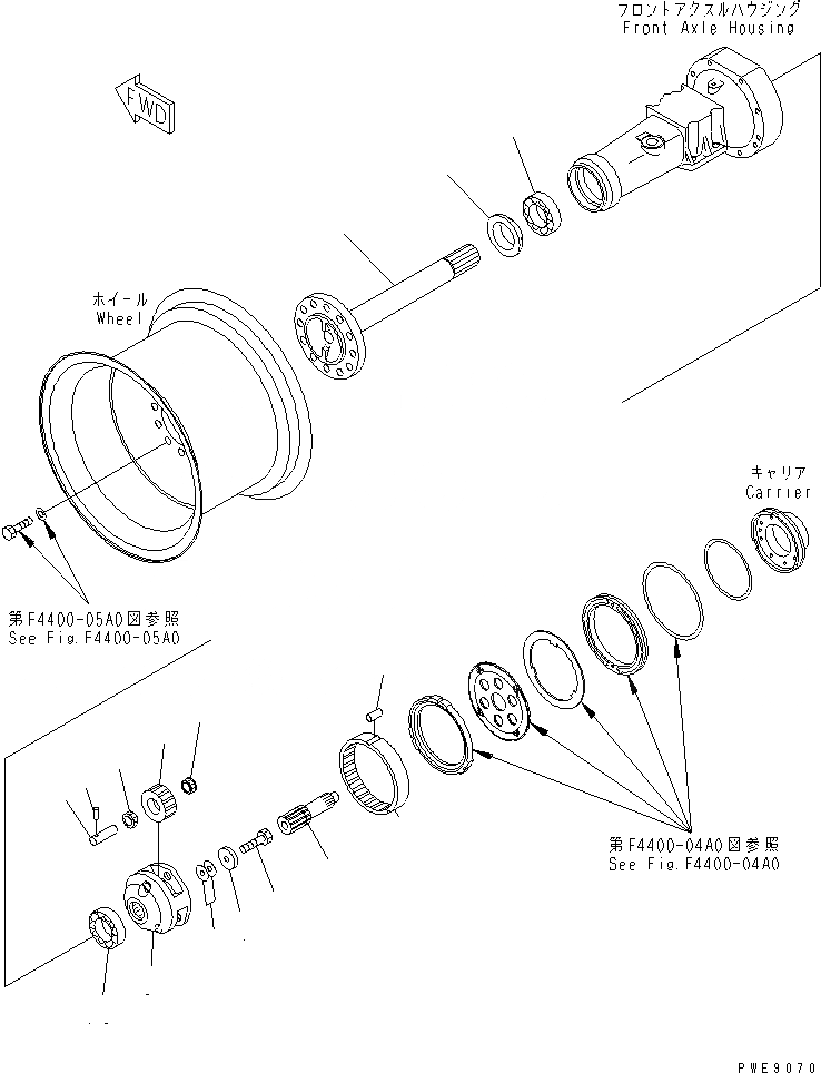 Схема запчастей Komatsu WA100M-3-CB - ПЕРЕДНИЙ МОСТ (КОНЕЧНАЯ ПЕРЕДАЧА) ТРАНСМИССИЯ