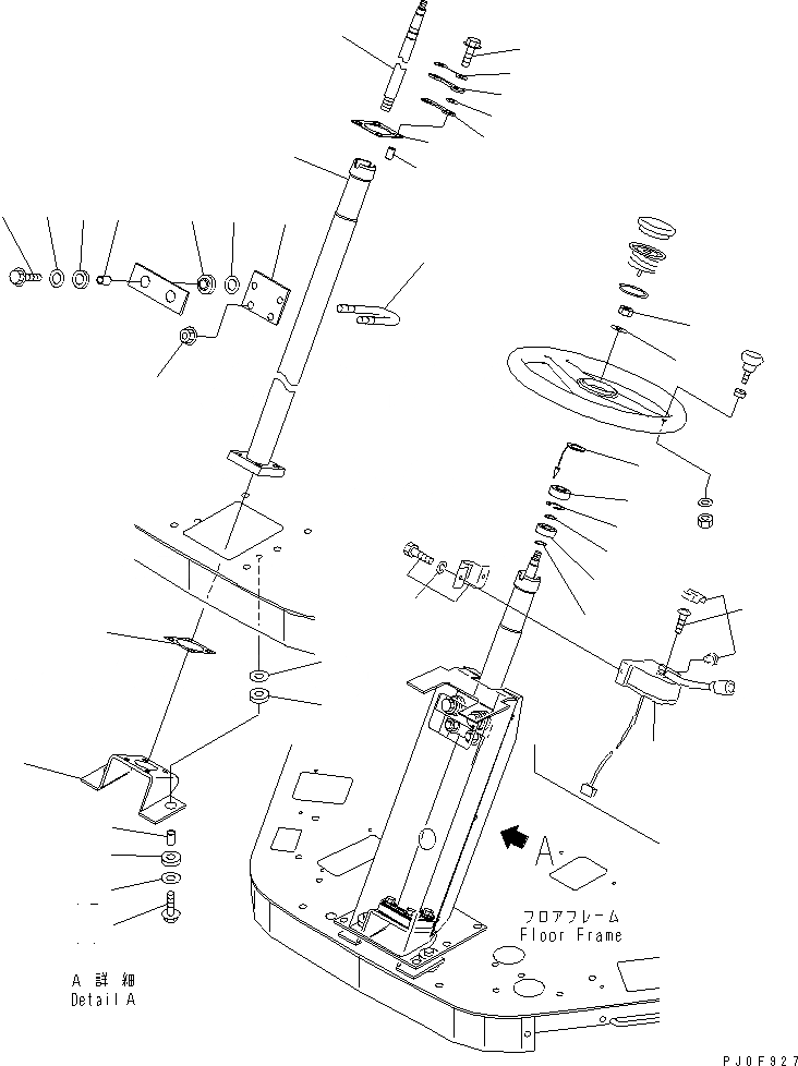 Схема запчастей Komatsu WA100M-3-CB - РУЛЕВОЕ КОЛЕСО И РУЛЕВ. КОЛОНКА(№-) OPERATIORS ОБСТАНОВКА И СИСТЕМА УПРАВЛЕНИЯ