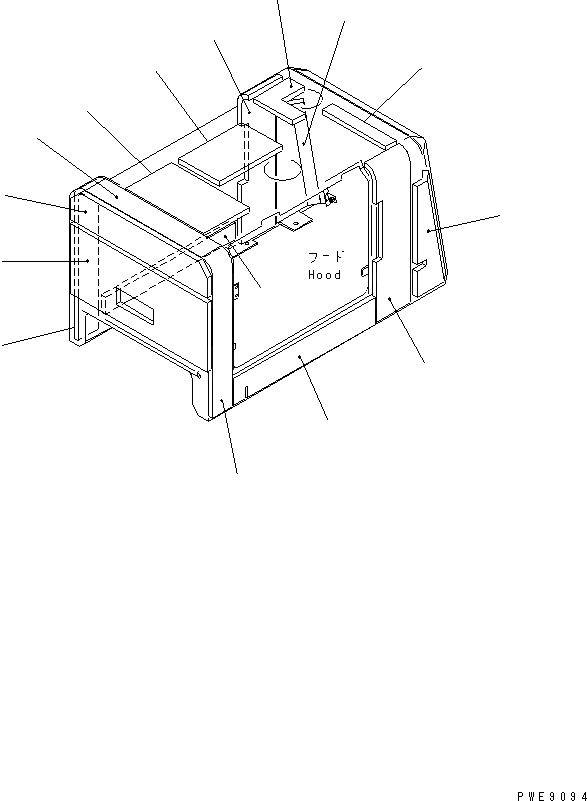 Схема запчастей Komatsu WA100M-3-CB - КАПОТ (ДЛЯ ЩИТКИ)(№-) ЧАСТИ КОРПУСА