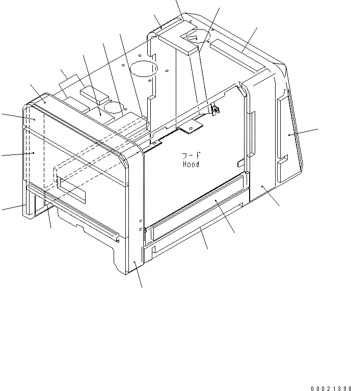 Схема запчастей Komatsu WA100M-3-CB - КАПОТ (ДЛЯ ЩИТКИ)(№-) ЧАСТИ КОРПУСА