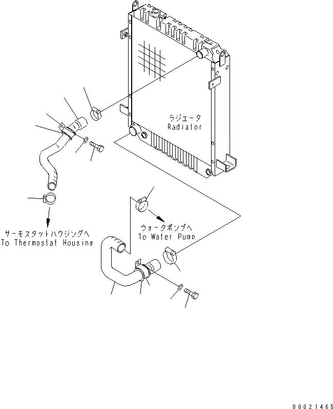 Схема запчастей Komatsu WA100M-3-CN - СИСТЕМА ТРУБ ОХЛАЖДЕНИЯ (ДЛЯ РАДИАТОРА) (D ТИП РАДИАТОР)(№-) СИСТЕМА ОХЛАЖДЕНИЯ