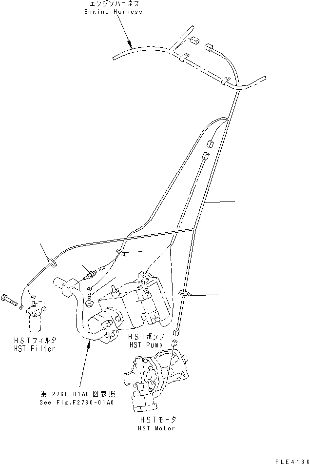 Схема запчастей Komatsu WA100M-3-CN - ПРОВОДКА (HST ЛИНИЯ)(№-) ЭЛЕКТРИКА