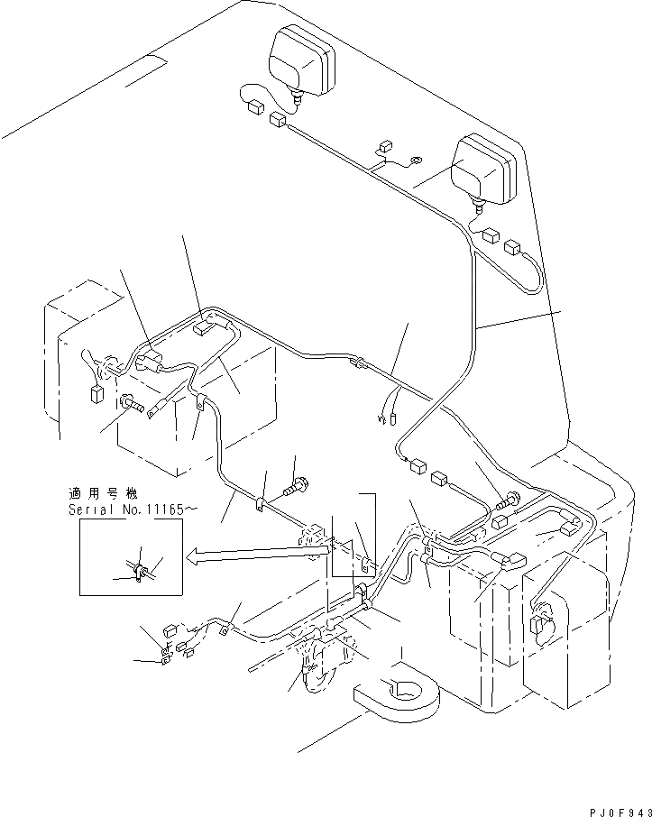 Схема запчастей Komatsu WA100M-3-CN - ПРОВОДКА (ПЕРЕДН. РАМА)(№-) ЭЛЕКТРИКА