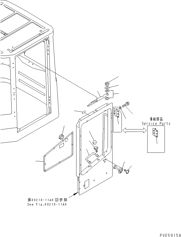 Схема запчастей Komatsu WA100M-3-CN - КАБИНА (ДВЕРЬ ЭЛЕМЕНТЫ КРЕПЛЕНИЯ¤ ЛЕВ.)(№-) OPERATIORS ОБСТАНОВКА И СИСТЕМА УПРАВЛЕНИЯ