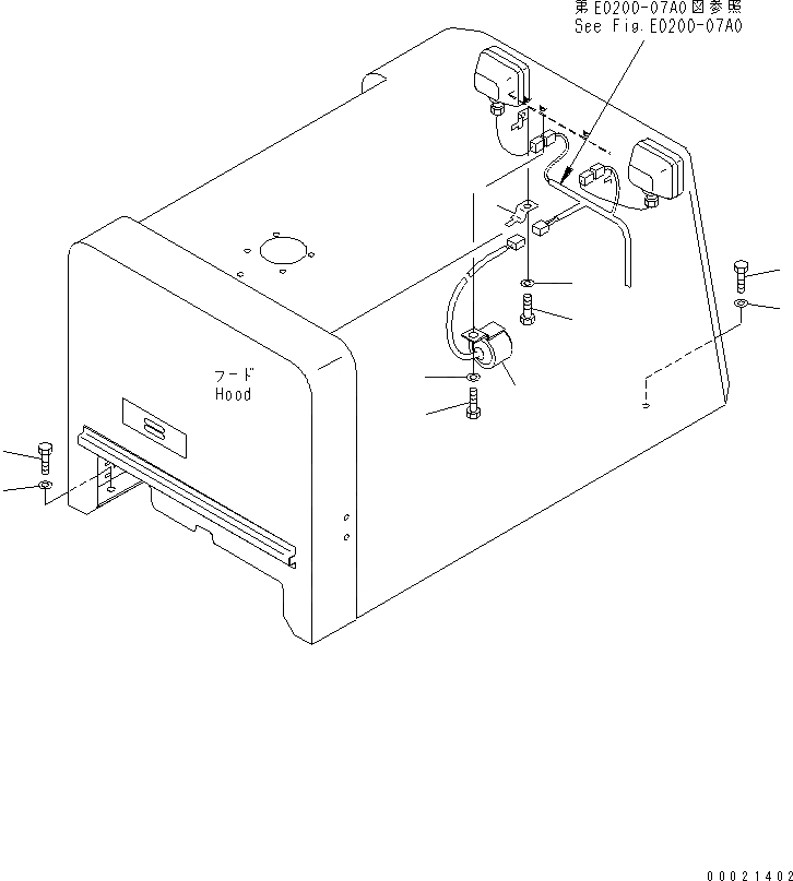 Схема запчастей Komatsu WA100M-3-CN - КАПОТ (BUZZER)(№-) ЧАСТИ КОРПУСА