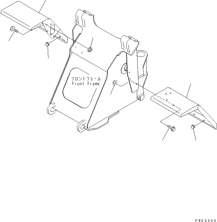 Схема запчастей Komatsu WA100M-3-CN - ПЕРЕДН. КРЫЛО(№-) ЧАСТИ КОРПУСА