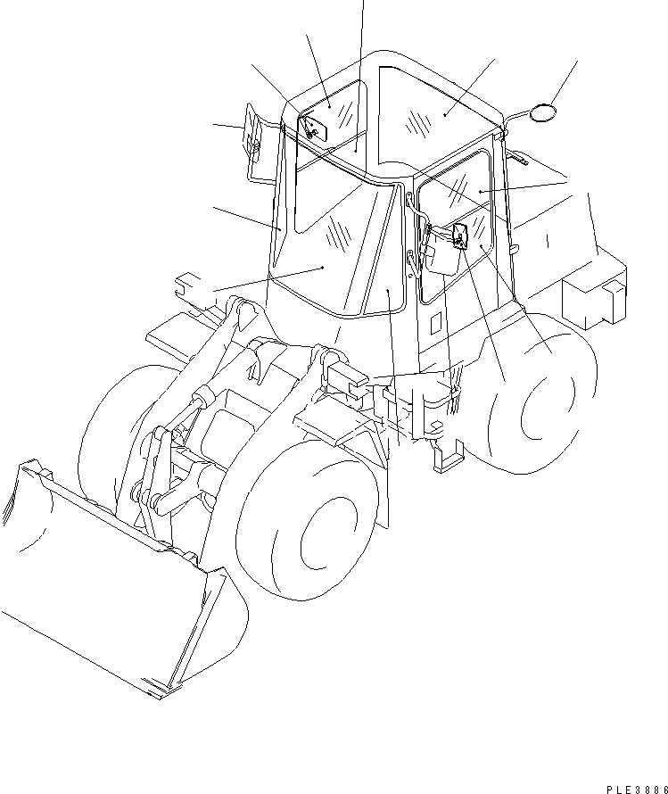 Схема запчастей Komatsu WA100M-3-CN - СТЕКЛА И ЗЕРКАЛА ЗАДН. ВИДА(С КАБИНОЙ) КАТАЛОГИ ЗЧ