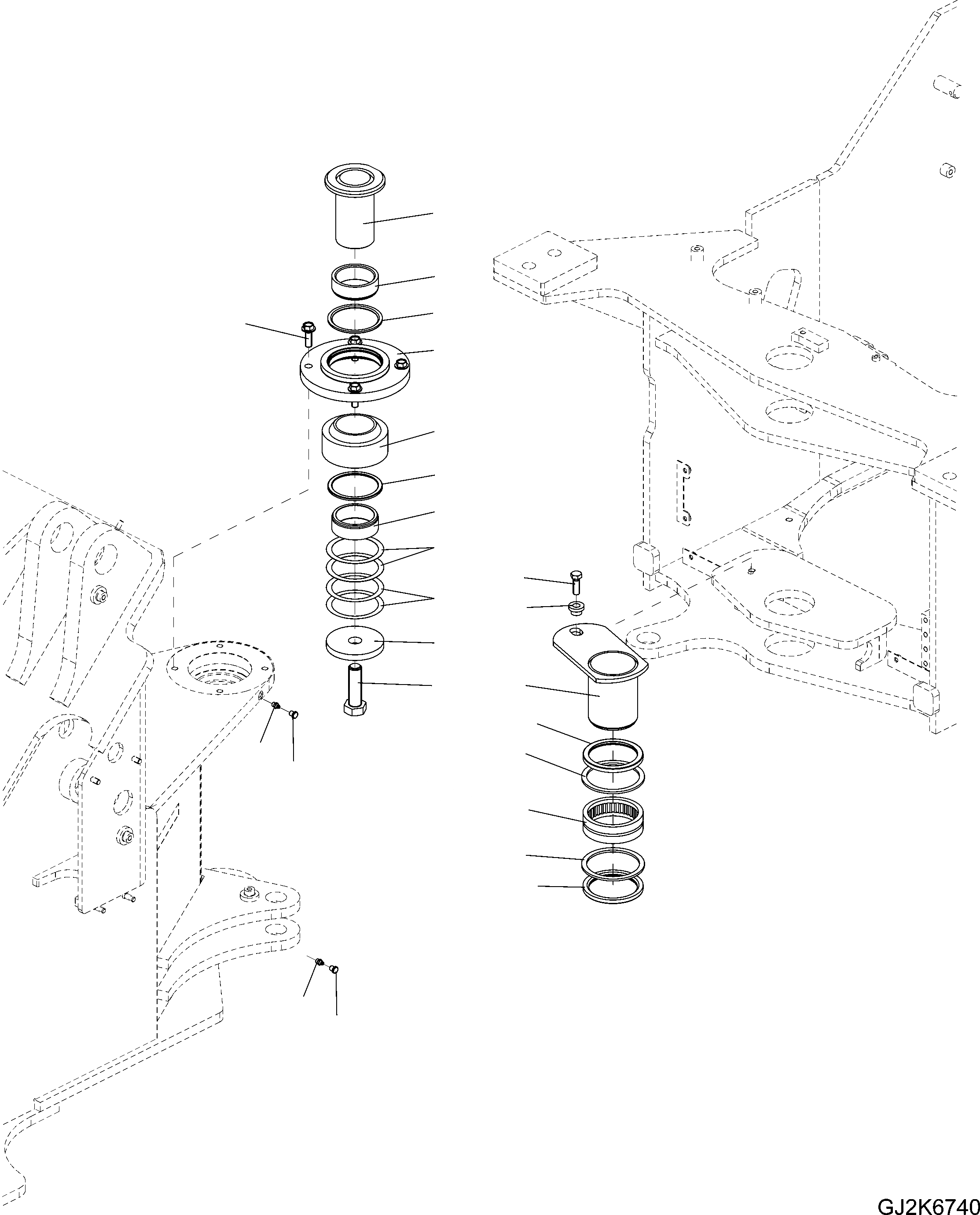 Схема запчастей Komatsu WA100M-6 - HINGE ПАЛЕЦ J ОСНОВНАЯ РАМА И ЕЕ ЧАСТИ