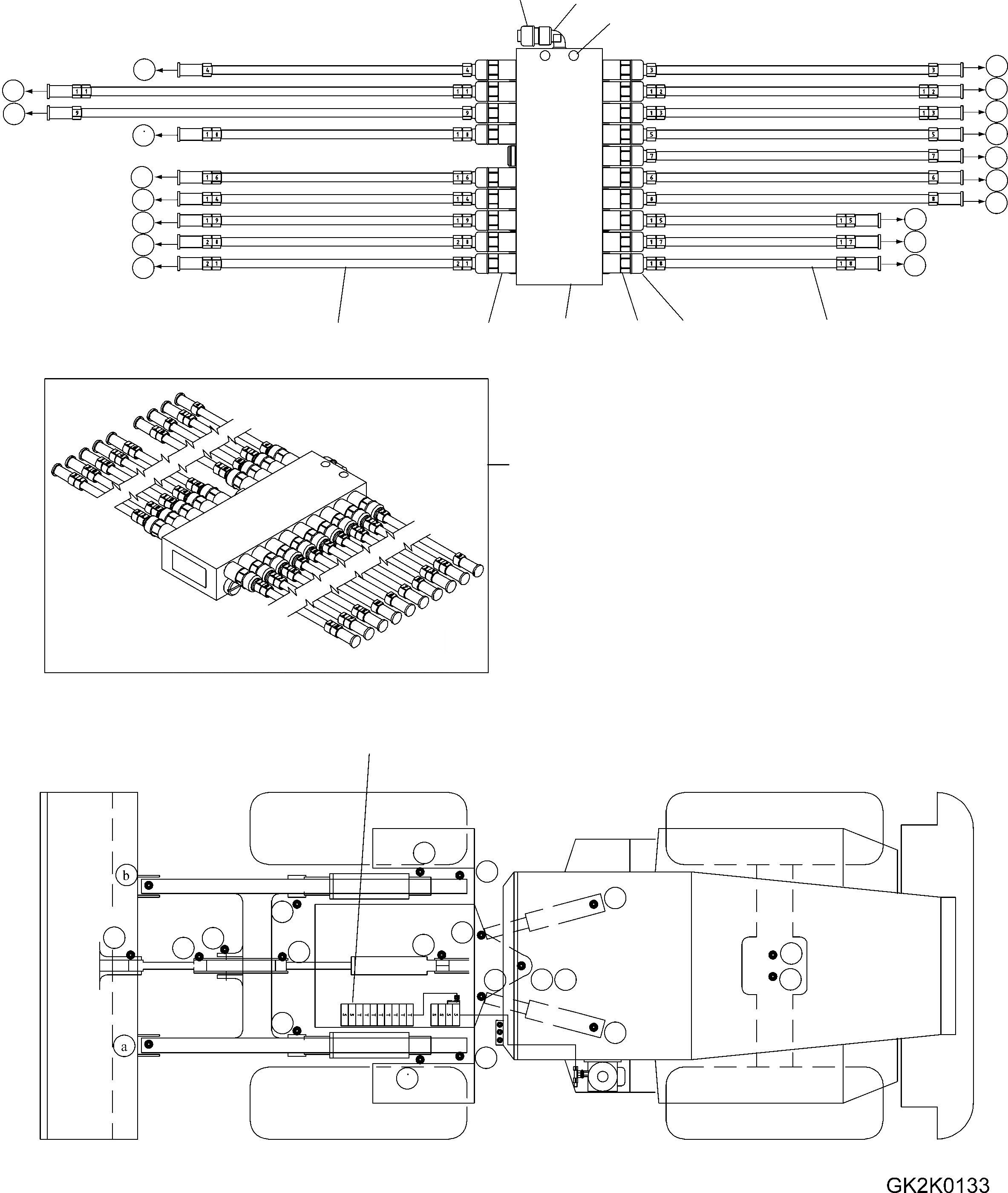 Схема запчастей Komatsu WA100M-6 - CENTRAL СМАЗКА СИСТЕМА (ФИДЕР) (ПЕРЕДН. РАМА) (/) J ОСНОВНАЯ РАМА И ЕЕ ЧАСТИ