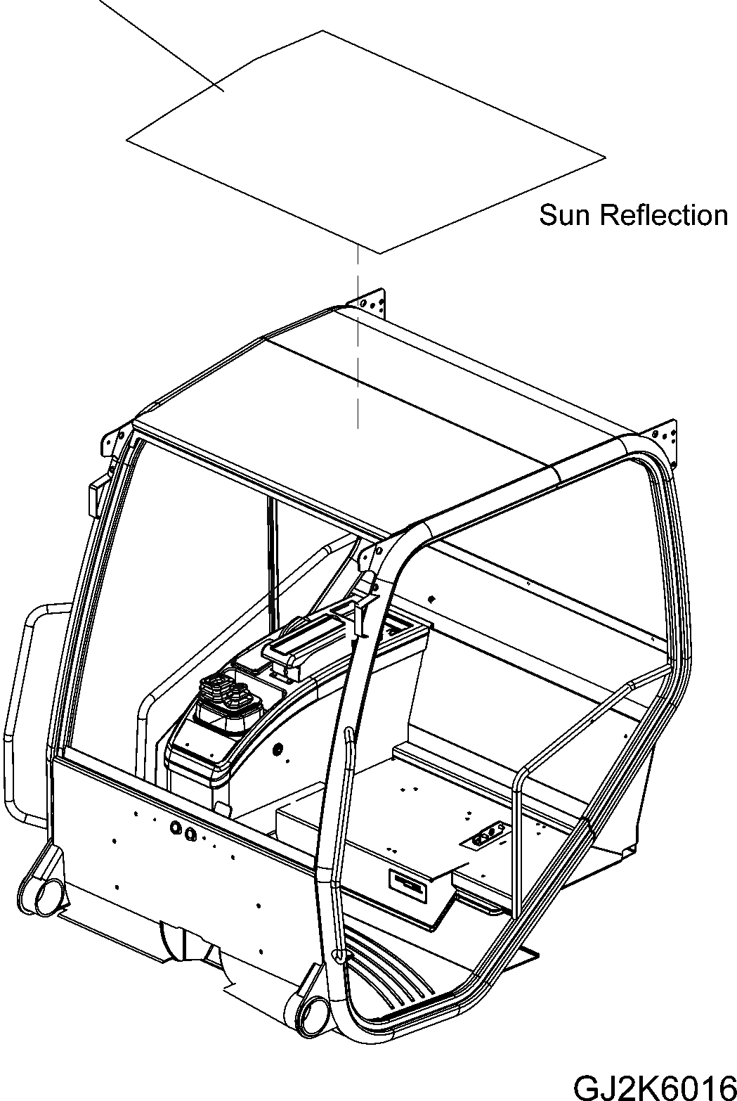 Схема запчастей Komatsu WA100M-6 - SUN REFLECTION ТАБЛИЧКИ (КРЫША) (ОПЦ.) K OPERATORґS ОБСТАНОВКА И СИСТЕМА УПРАВЛЕНИЯ