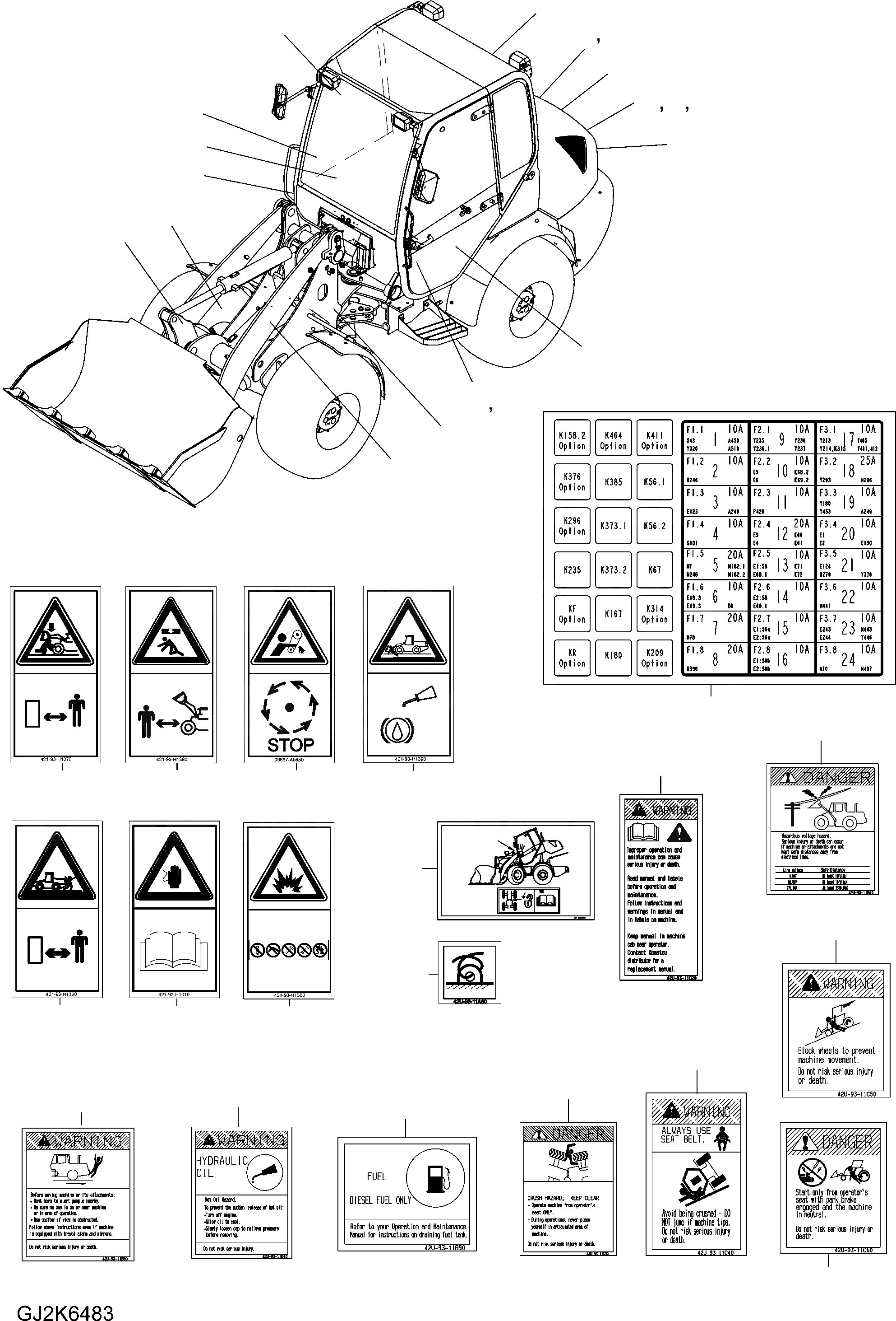 Схема запчастей Komatsu WA100M-6 - ТАБЛИЧКИ (США) (/) U МАРКИРОВКА