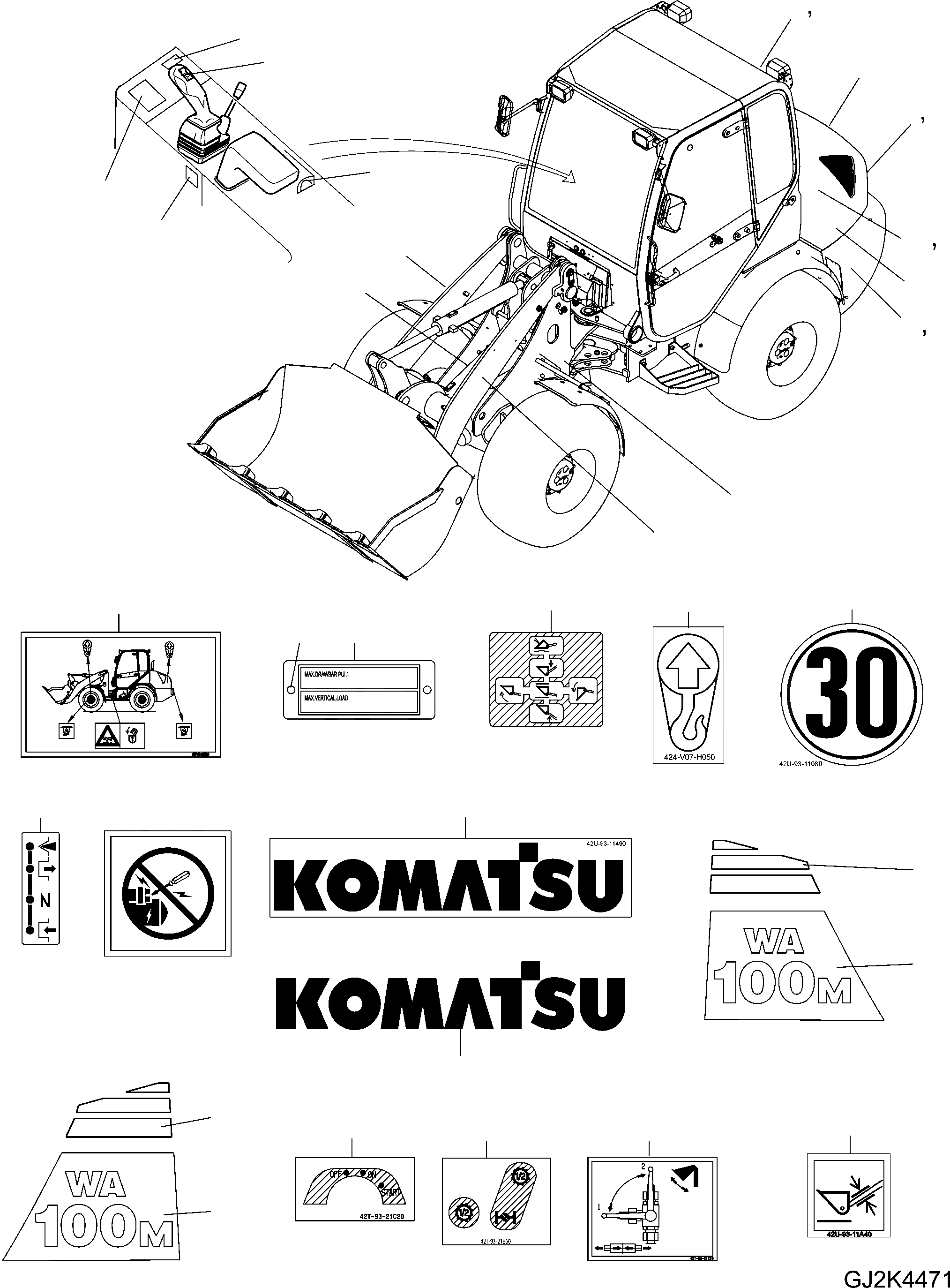 Схема запчастей Komatsu WA100M-5 30 km - БУКВЕНН. ИНСТРУМЕНТ, АКСЕССУАРЫ, БУКВЕНН.