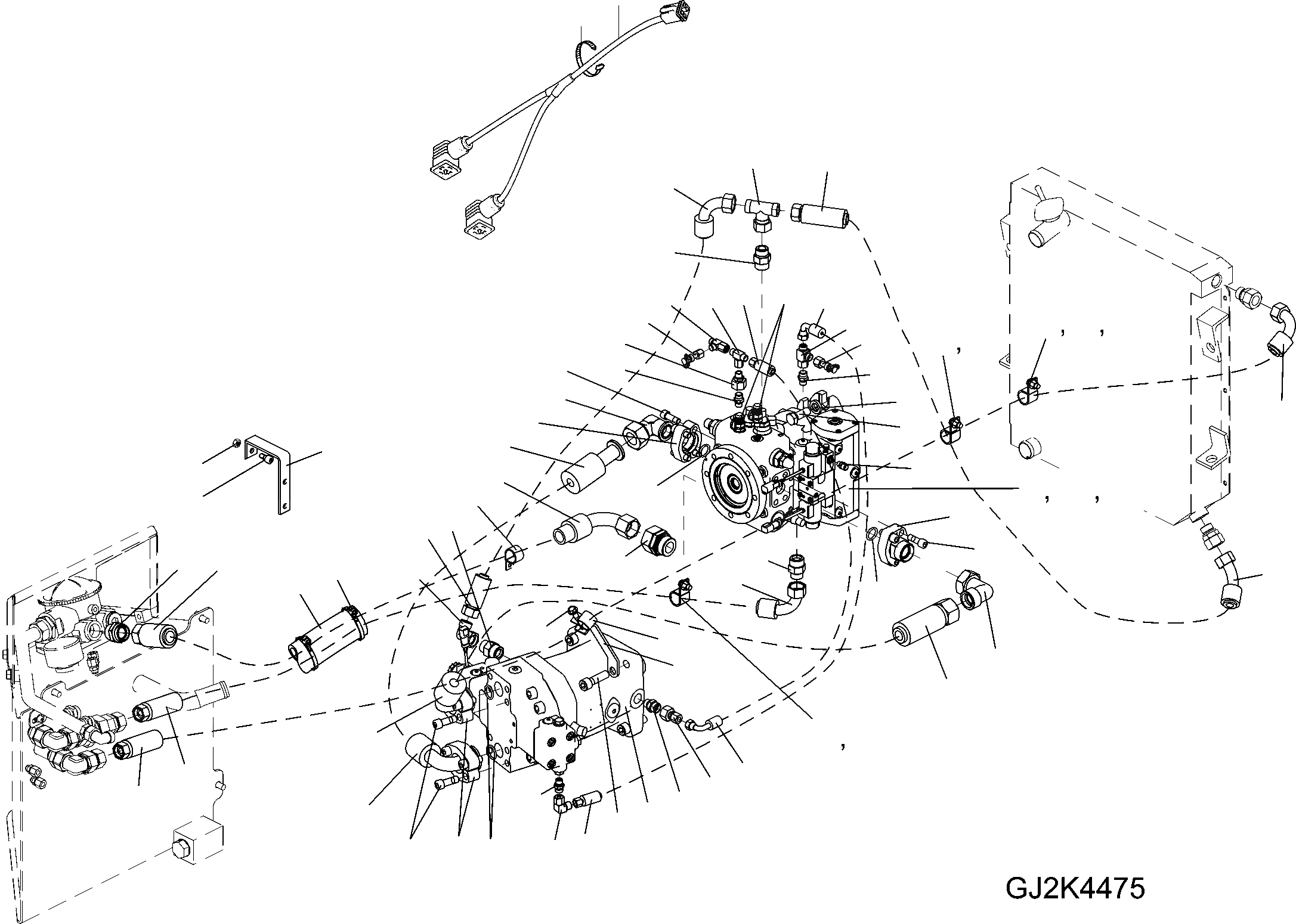 Схема запчастей Komatsu WA100M-5 20 km - ГИДР. НАСОС. ПРИВОД, ТРУБЫS ТРАНСМИССИЯ, КРЕСТОВИНА