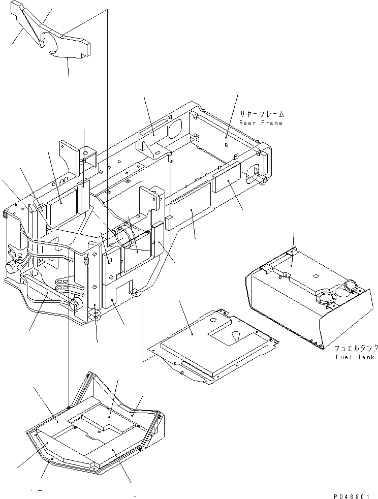 Схема запчастей Komatsu WA100SSS-3-X - NOISE ABATEMENT ЧАСТИ (/) (ДЛЯ ЗАДН. РАМА И НИЖН. ЗАЩИТА) (W/ДВОЙН. ГЛУШИТЕЛЬ) (SUPER SILENT S.)(№-) РАМА И ЧАСТИ КОРПУСА