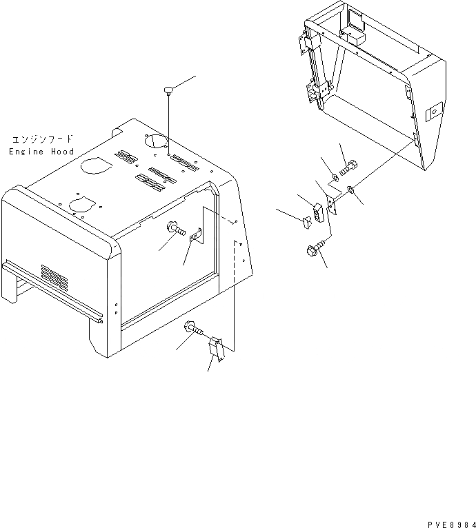 Схема запчастей Komatsu WA100SS-3A - КАПОТ (NOISE ABATEMENT ЧАСТИ) (SUPER БЕСШУМН. СПЕЦИФ-Я) ЧАСТИ КОРПУСА