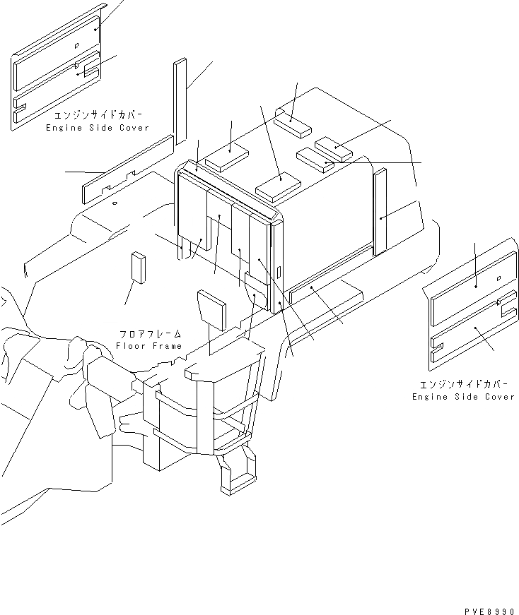 Схема запчастей Komatsu WA100SS-3A - ЩИТКИ (/) (SUPER SILENT СПЕЦ. СПЕЦ-Я.) ЧАСТИ КОРПУСА