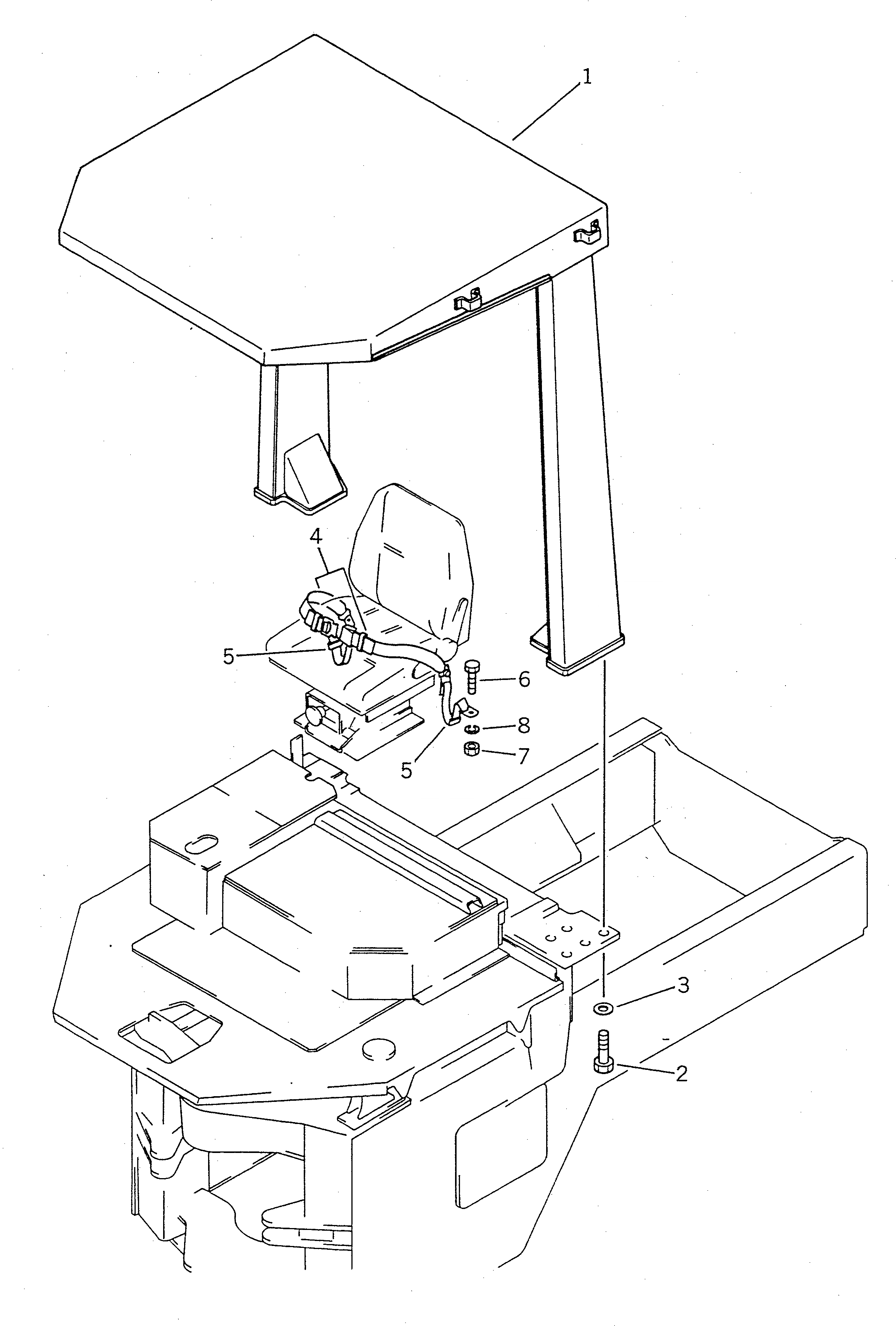 Схема запчастей Komatsu WA100SSS-1 - СИСТЕМА ROPS РАМА И ЧАСТИ КОРПУСА