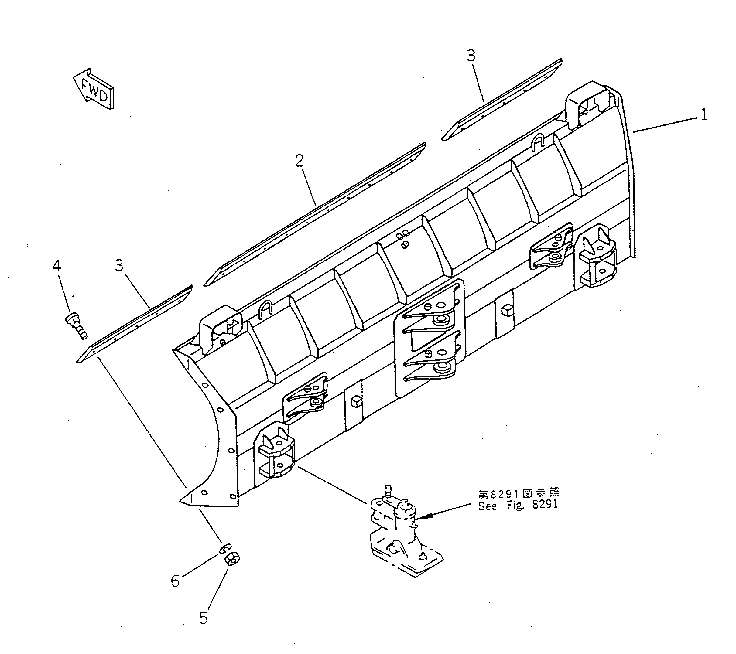 Схема запчастей Komatsu WA100SSS-1 - PITCH И ANGLE SNOW PНИЗ. ОТВАЛ (С НАКЛОНЯЕМ.)(№-) СПЕЦ. APPLICATION ЧАСТИ