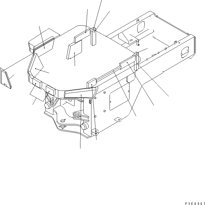 Схема запчастей Komatsu WA100SS-3-H - ЩИТКИ (/) (SUPER БЕСШУМН. СПЕЦИФ-Я) (С КОНДИЦИОНЕРОМ) ЧАСТИ КОРПУСА