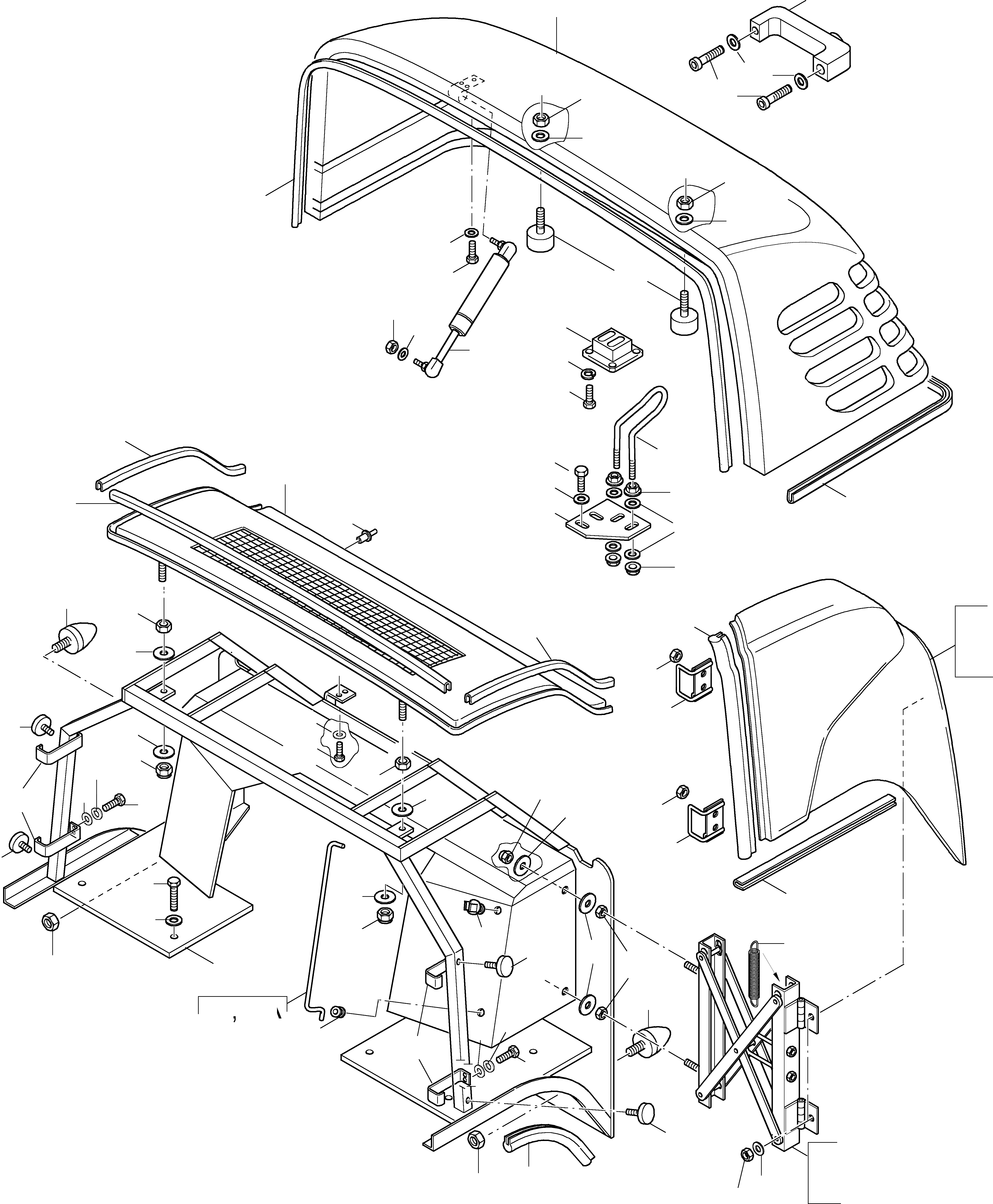 Схема запчастей Komatsu WA115-3 - ЗАЩИТА РАДИАТОРА AND КРЫШКА РАМА