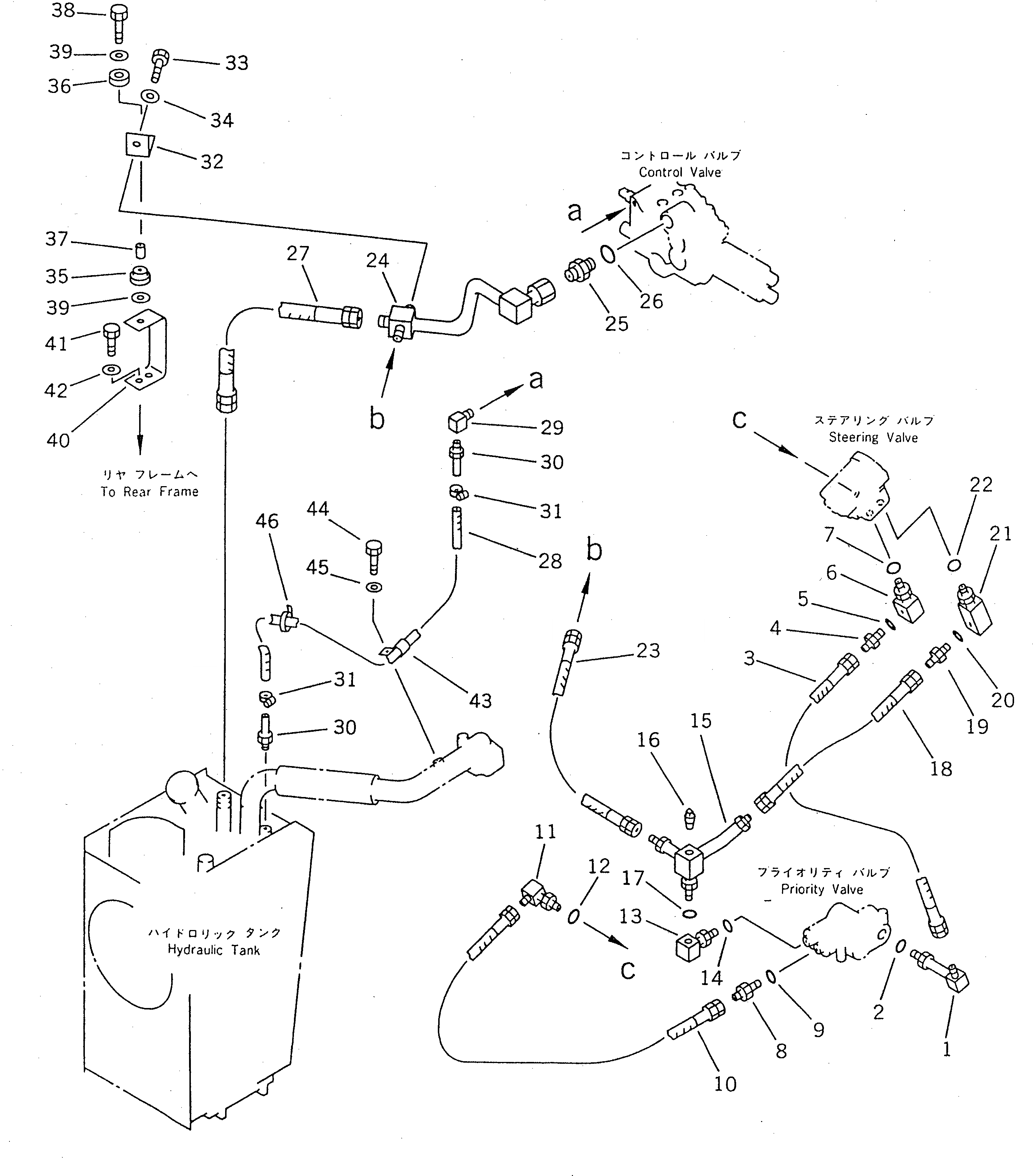 Схема запчастей Komatsu WA120-1 - ГИДРОЛИНИЯ (БАК - КЛАПАН) УПРАВЛ-Е РАБОЧИМ ОБОРУДОВАНИЕМ