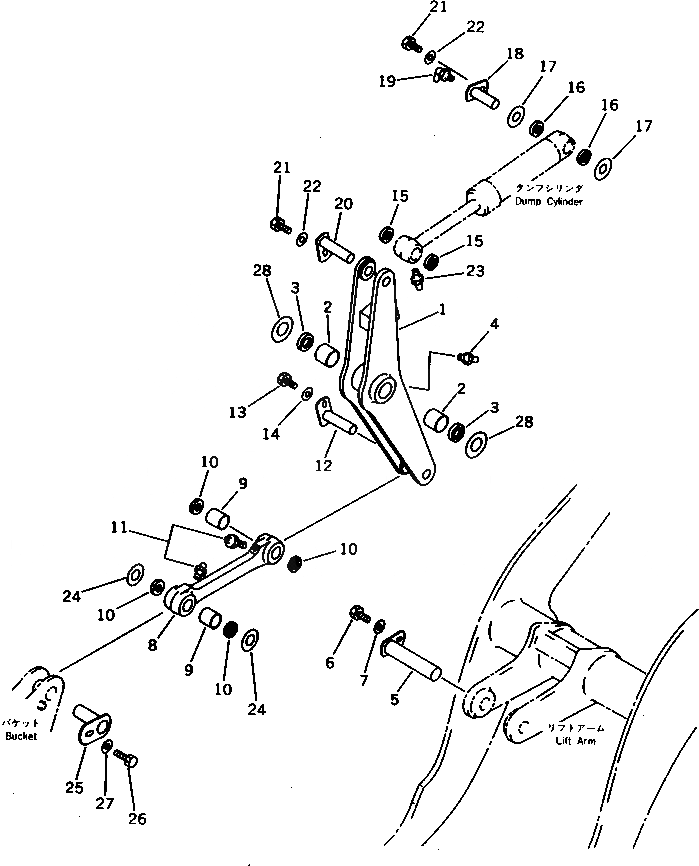 Схема запчастей Komatsu WA120-1 - BELL CRANK РАБОЧЕЕ ОБОРУДОВАНИЕ