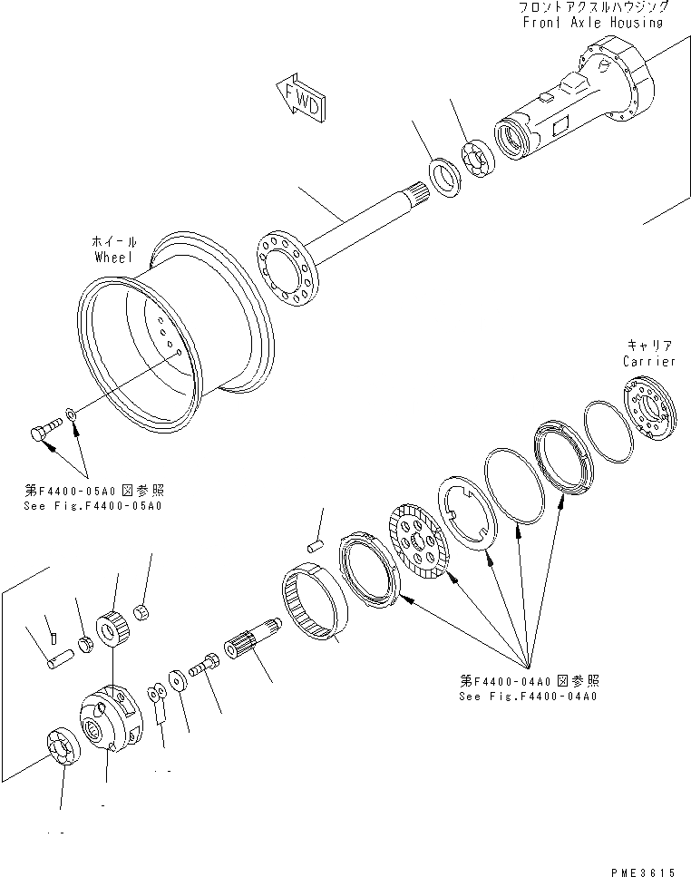 Схема запчастей Komatsu WA120-3 - ПЕРЕДНИЙ МОСТ (КОНЕЧНАЯ ПЕРЕДАЧА) ТРАНСМИССИЯ