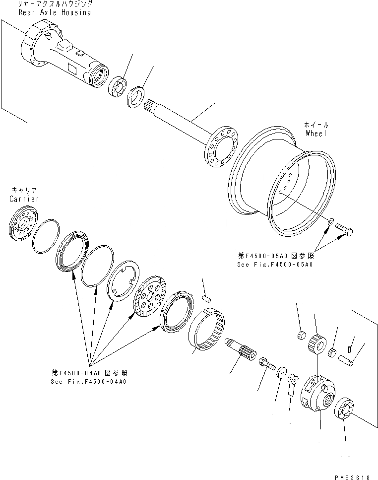 Схема запчастей Komatsu WA120-3 - ЗАДН. МОСТ (КОНЕЧНАЯ ПЕРЕДАЧА) ТРАНСМИССИЯ