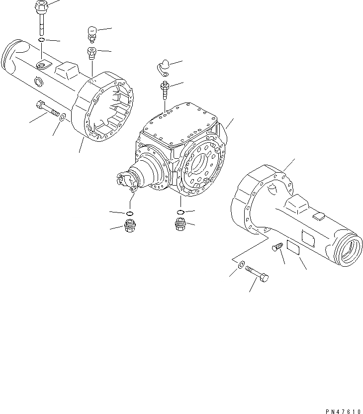 Схема запчастей Komatsu WA120-3 - КОРПУС ЗАДНЕГО МОСТА(№-) ВЕДУЩ. ВАЛ¤ ДИФФЕРЕНЦ. И КОЛЕСА