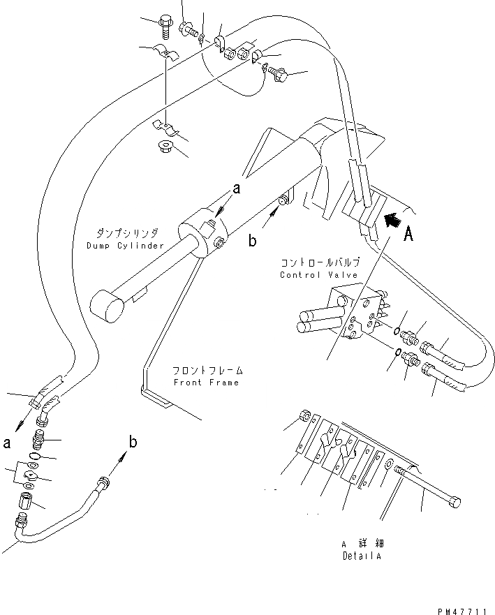 Схема запчастей Komatsu WA120-3 - ГИДРОЛИНИЯ (ЛИНИЯ ГИДРОЦИЛИНДРА КОВША)(№-) УПРАВЛ-Е РАБОЧИМ ОБОРУДОВАНИЕМ