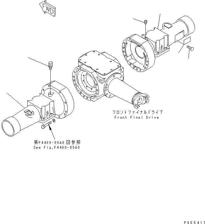 Схема запчастей Komatsu WA120-3CS - ПЕРЕДНИЙ МОСТ (КОЖУХ) СИЛОВАЯ ПЕРЕДАЧА