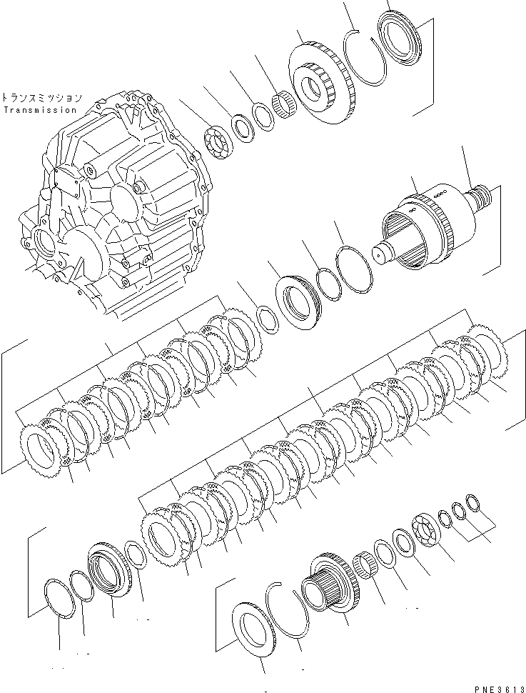 Схема запчастей Komatsu WA120-3 - ТРАНСМИССИЯ (ПЕРЕД. И 2 МУФТА) (ДЛЯ -SPEED) ТРАНСМИССИЯ