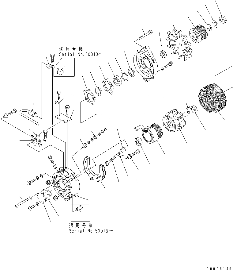 Схема запчастей Komatsu WA1200-3 - ДВИГАТЕЛЬ (ALTERNETOR)(ВНУТР. ЧАСТИ) КОМПОНЕНТЫ ДВИГАТЕЛЯ