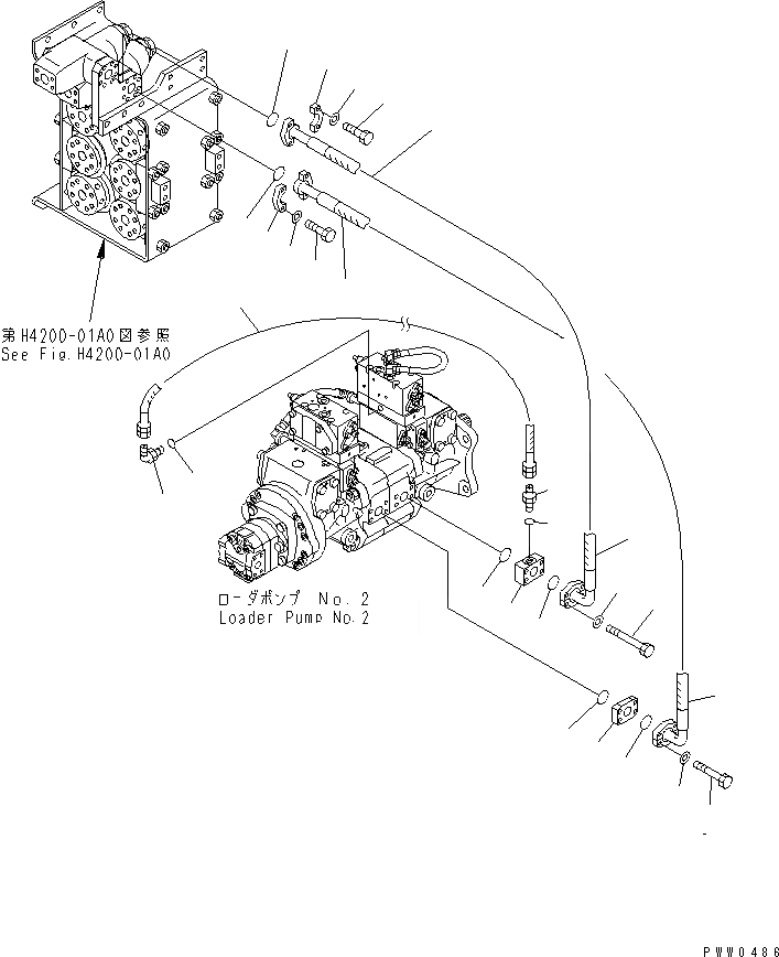 Схема запчастей Komatsu WA1200-3 - ГИДРАВЛ ЛИНИЯ (ПОГРУЗ. НАСОС - IN ФИЛЬТР /) ГИДРАВЛИКА