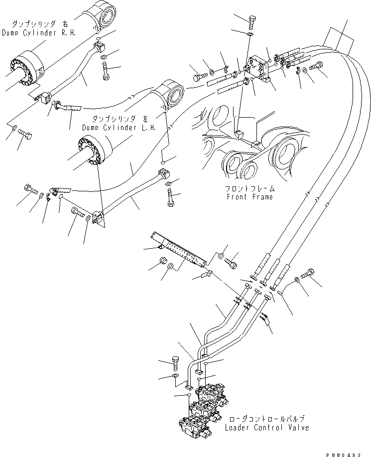 Схема запчастей Komatsu WA1200-3 - ГИДРАВЛ ЛИНИЯ (ГИДРОЦИЛИНДР КОВША НИЖН. ЛИНИЯ) ГИДРАВЛИКА