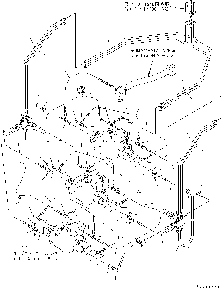 Схема запчастей Komatsu WA1200-3 - ГИДРАВЛ ЛИНИЯ (ЛИНИЯ КЛАПАНА PPC ПЕРЕДН. /)(№9-9) ГИДРАВЛИКА