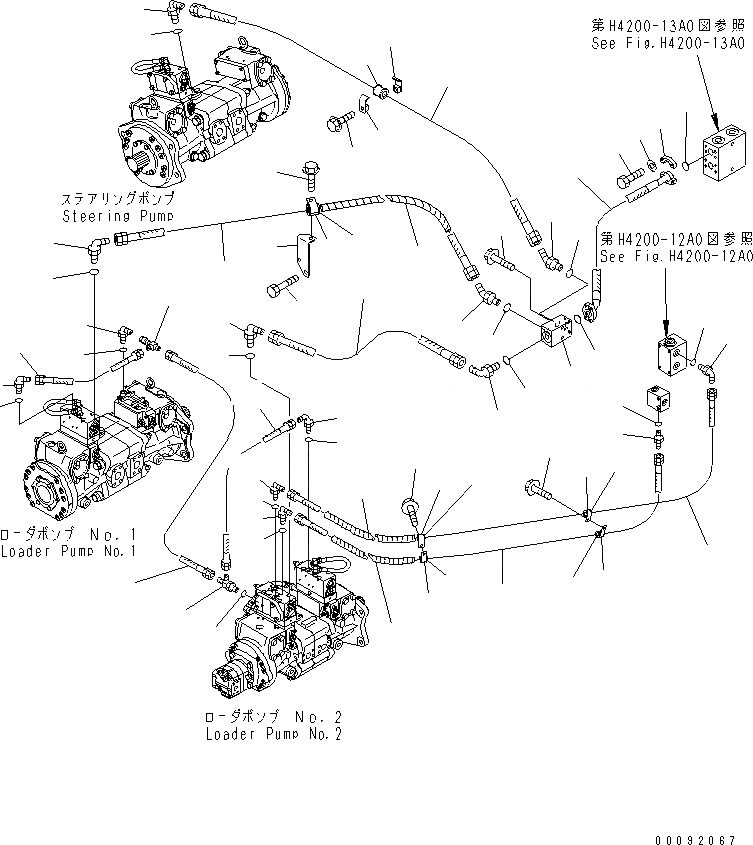 Схема запчастей Komatsu WA1200-3 - ГИДРАВЛ ЛИНИЯ (ГЛАВН. КЛАПАН УПРАВЛ-Е ЛИНИЯ) ГИДРАВЛИКА