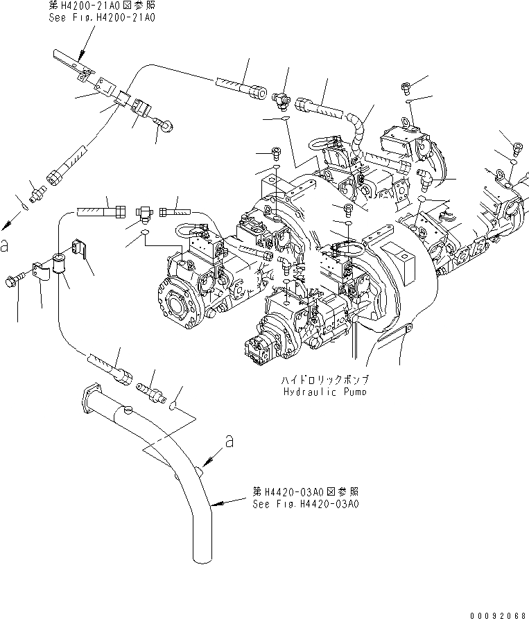 Схема запчастей Komatsu WA1200-3 - ГИДРАВЛ ЛИНИЯ (НАСОС ВОЗВРАТН. ЛИНИЯ) ГИДРАВЛИКА