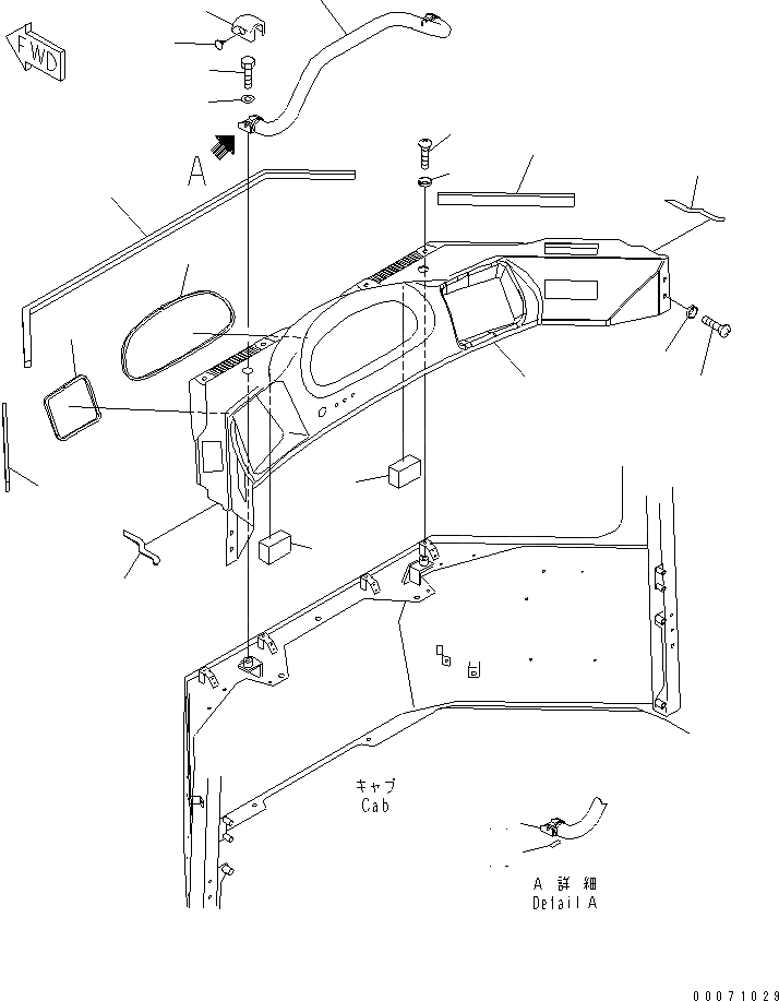 Схема запчастей Komatsu WA1200-3 - КАБИНА (ПЕРЕДН. ИНТЕРЬЕР COVER)(№7-) КАБИНА ОПЕРАТОРА И СИСТЕМА УПРАВЛЕНИЯ