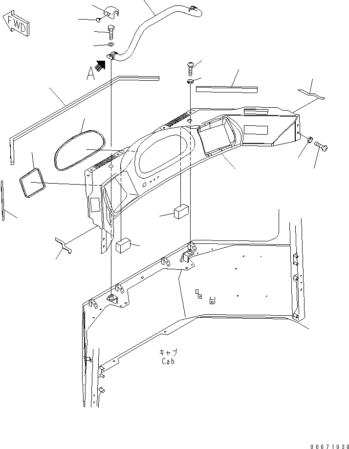 Схема запчастей Komatsu WA1200-3 - КАБИНА (ДЛЯ ПОДОГРЕВED СТЕКЛА) (ПЕРЕДН. ИНТЕРЬЕР COVER)(№7-) КАБИНА ОПЕРАТОРА И СИСТЕМА УПРАВЛЕНИЯ