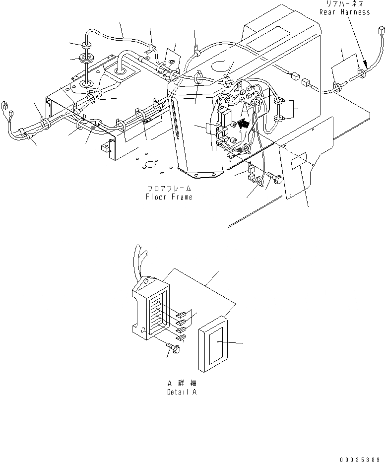 Схема запчастей Komatsu WA1200-3 - ПОЛ SUB (ПОЛ Э/ПРОВОДКА) (ДЛЯ ПОДОГРЕВED СТЕКЛА)(№-) КАБИНА ОПЕРАТОРА И СИСТЕМА УПРАВЛЕНИЯ