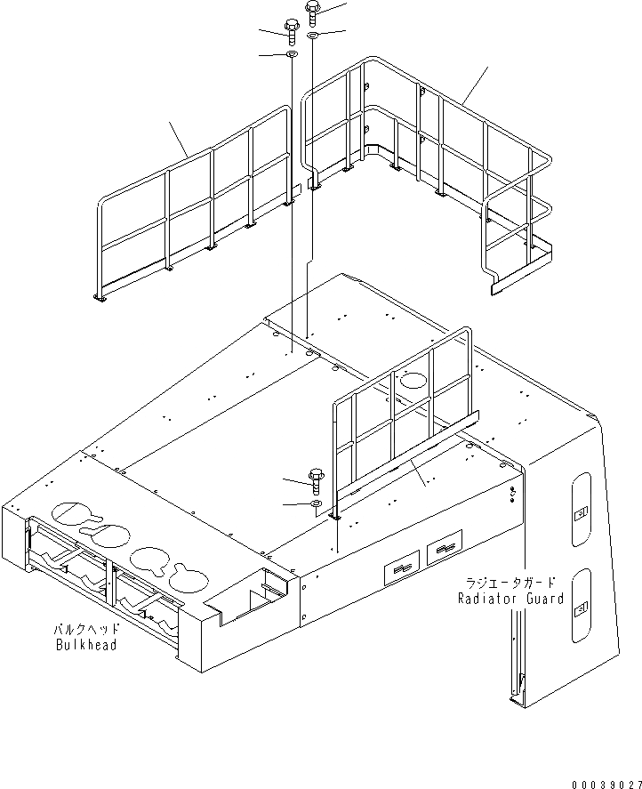 Схема запчастей Komatsu WA1200-3 - КАПОТ (HANDRAIL) (RIO TINTO СПЕЦ-Я.)(№-) ЧАСТИ КОРПУСА