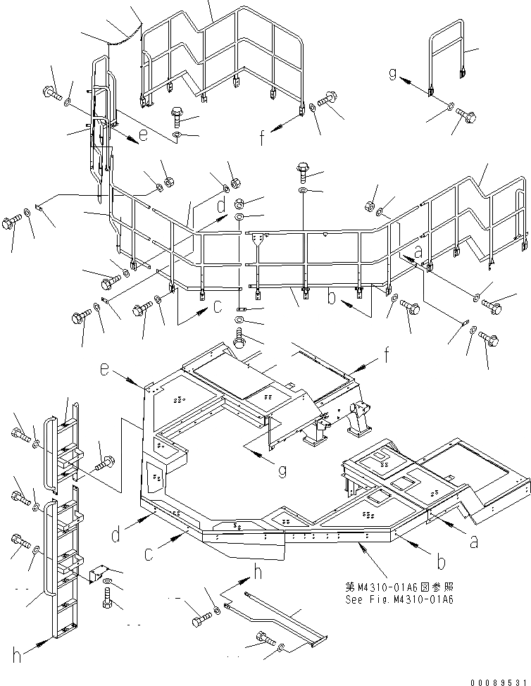 Схема запчастей Komatsu WA1200-3 - КРЫЛО И ЛЕСТНИЦА (HANDRAIL) (МОРОЗОУСТОЙЧИВ. СПЕЦ-Я (A) СПЕЦ-Я.) (TRAINER СИДЕНЬЕ СПЕЦ-Я.)(№9-) ЧАСТИ КОРПУСА