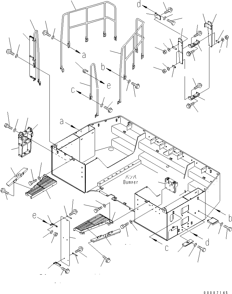 Схема запчастей Komatsu WA1200-3 - БАМПЕР (СТУПЕНИ И HANDRAIL) (ДЛЯ ./8 ШИНЫ) (W/ПРАВ. ACCESS)(№8-) ЧАСТИ КОРПУСА