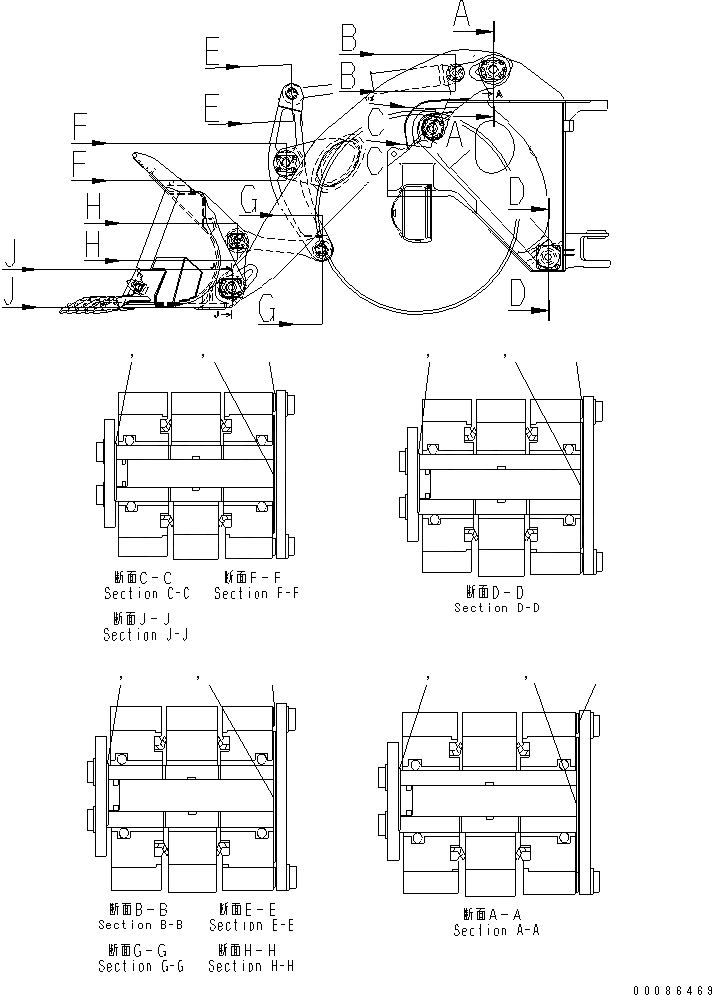 Схема запчастей Komatsu WA1200-3 - РУКОЯТЬ И КОЛЕНЧАТЫЙ РЫЧАГ (SHIM)(№8-) РАБОЧЕЕ ОБОРУДОВАНИЕ