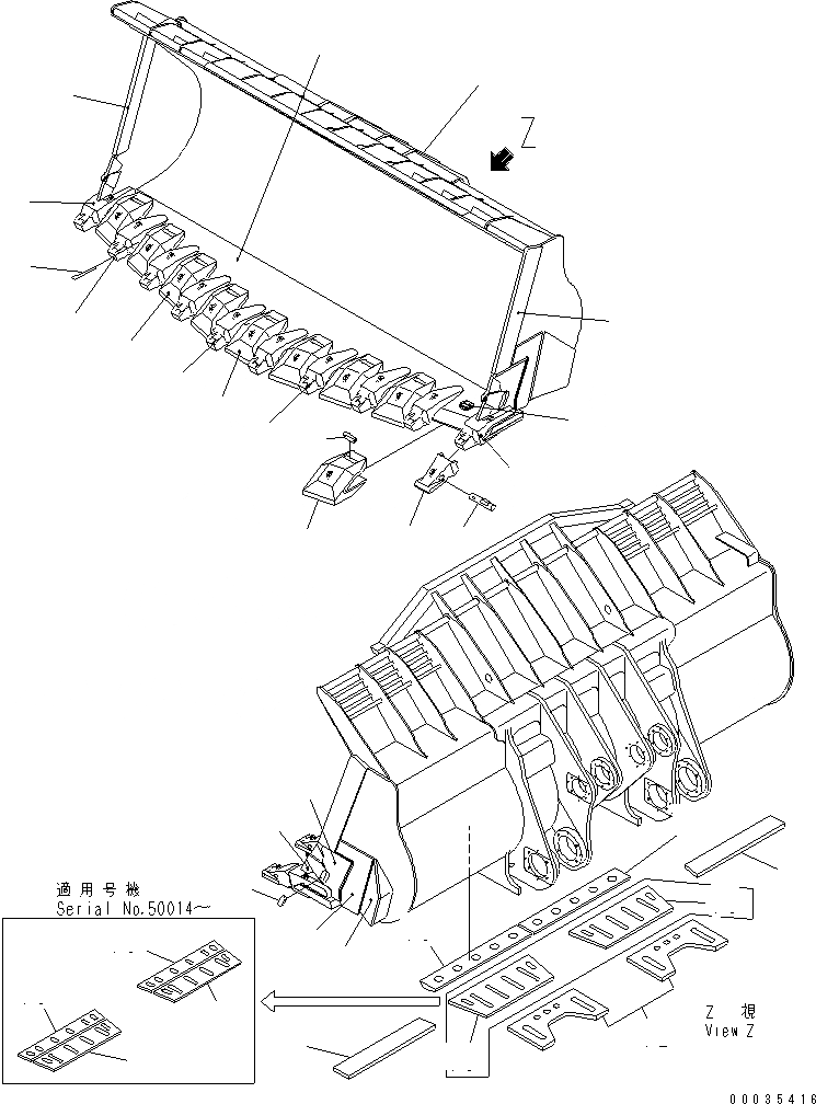 Схема запчастей Komatsu WA1200-3 - КОВШ¤ 8M (ДЛЯ LIME) (С ЗУБЬЯМИ) (ДЛЯ ВЫСОК. ПОДЪЕМА РУКОЯТЬ) РАБОЧЕЕ ОБОРУДОВАНИЕ