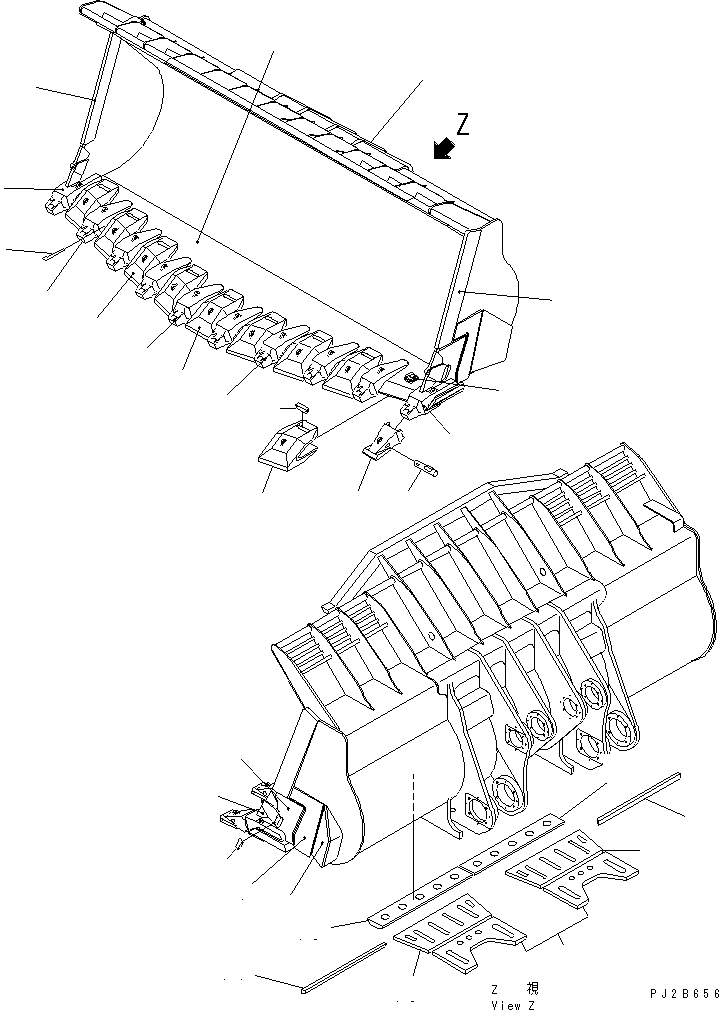 Схема запчастей Komatsu WA1200-3 - КОВШ¤ .M (V-ОБРАЗН) (С ЗУБЬЯМИ) (ДЛЯ CHIP) РАБОЧЕЕ ОБОРУДОВАНИЕ